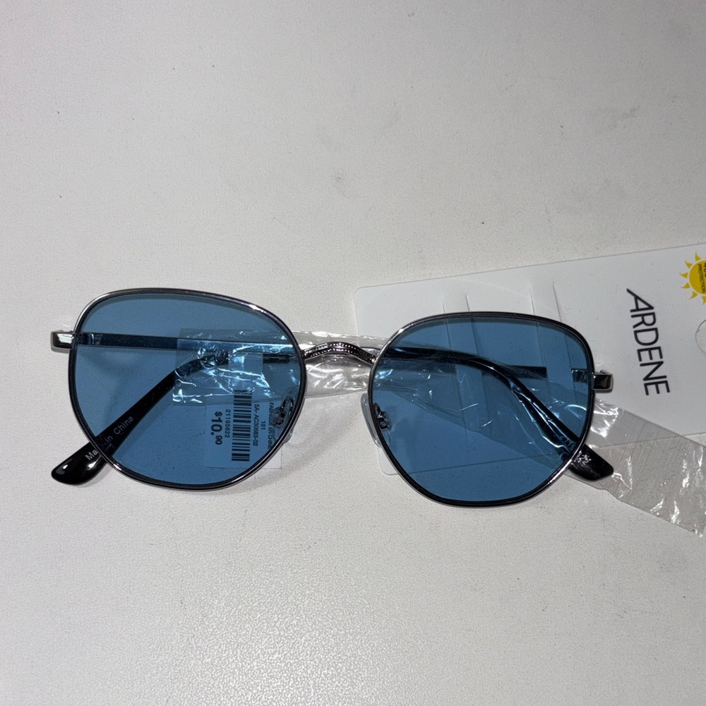 Ardene Silver Frame Sunglasses with Blue Lenses